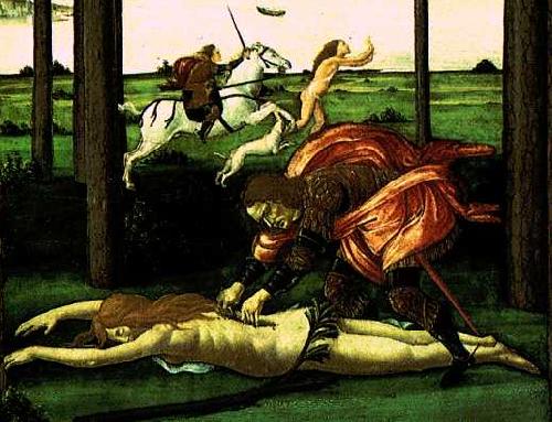 BOTTICELLI, Sandro The Story of Nastagio degli Onesti (detail of the second episode)  dghg oil painting image